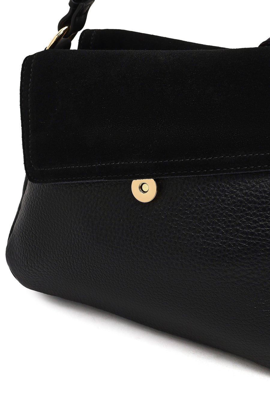 Woman Black Long-Strap Suede Shoulder Bag