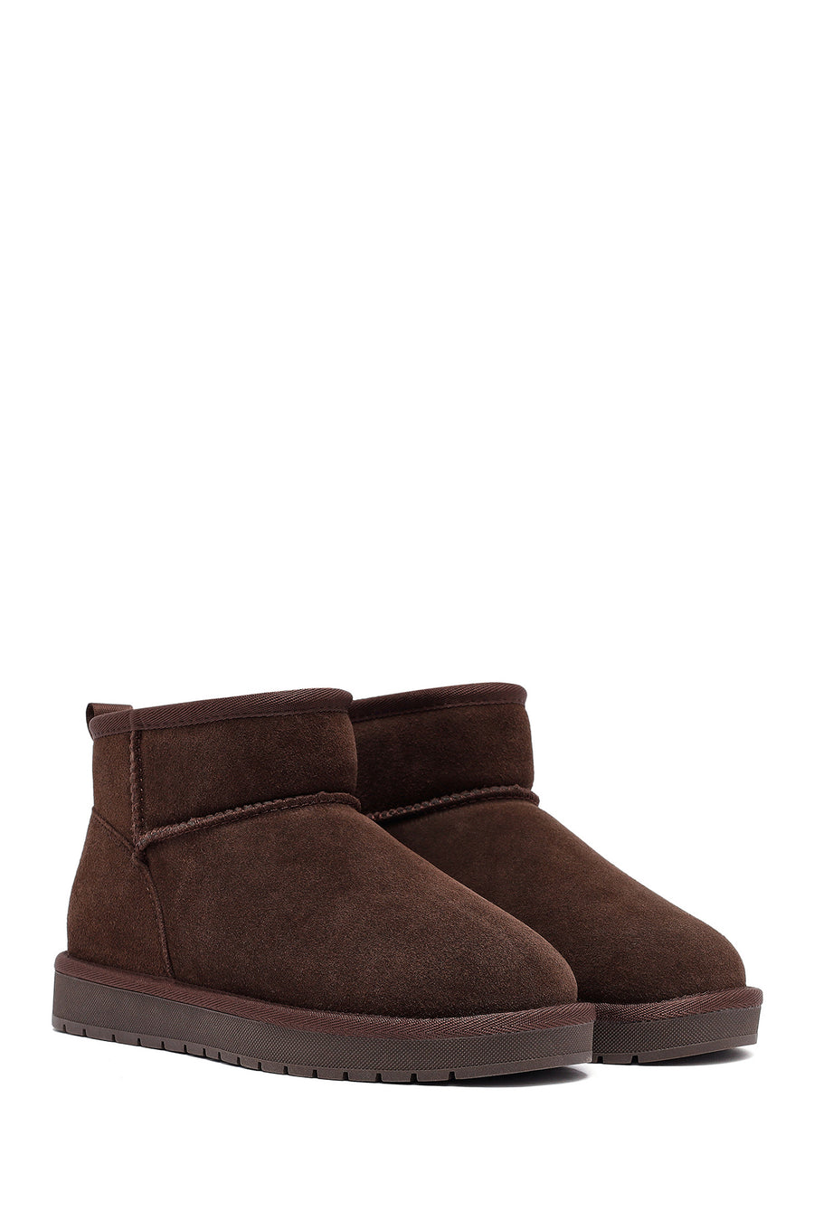 Woman Brown Fur Suede Teddy Boots