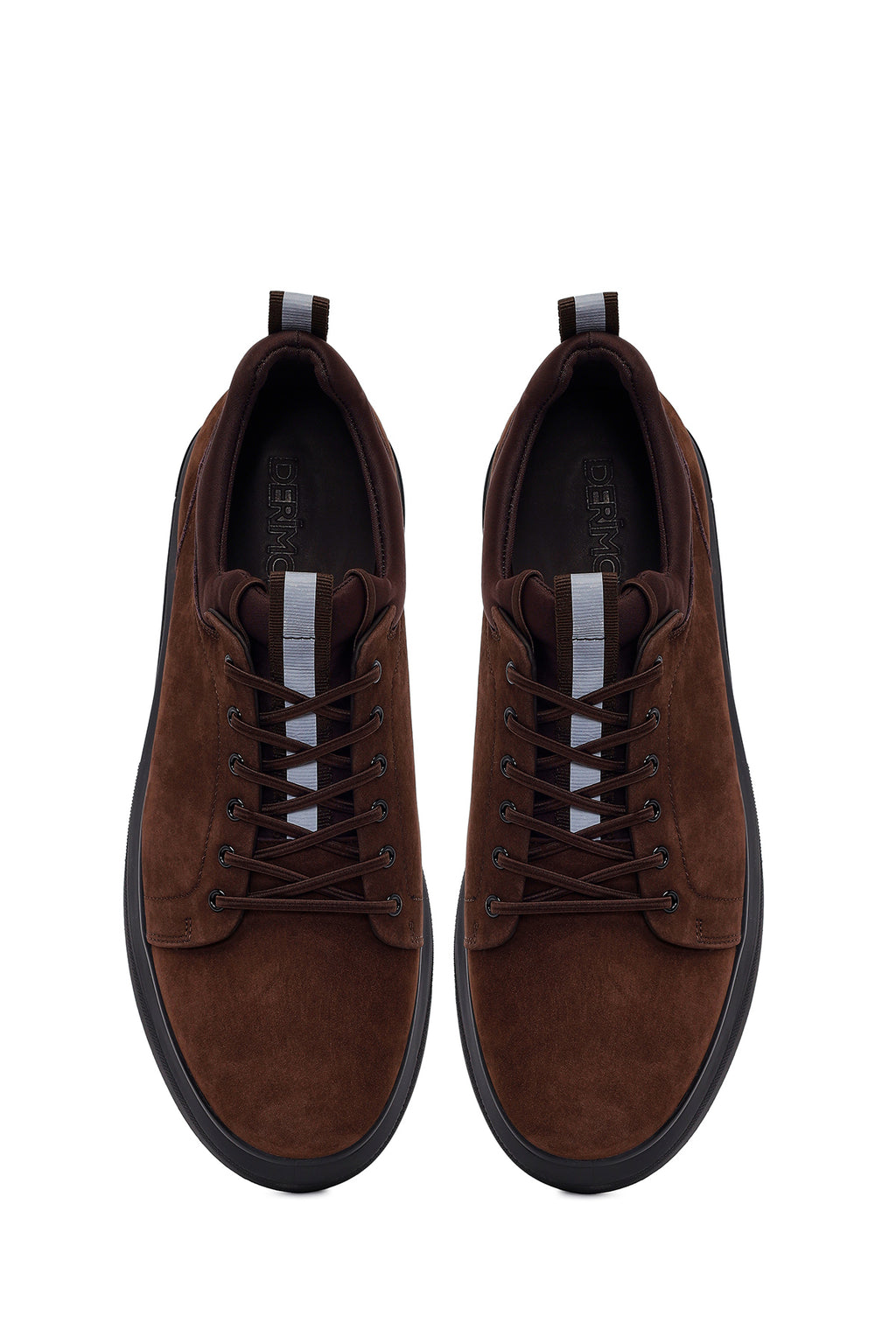 Erkek Kahverengi Bağcıklı Kalın Tabanlı Nubuk Deri Sneaker