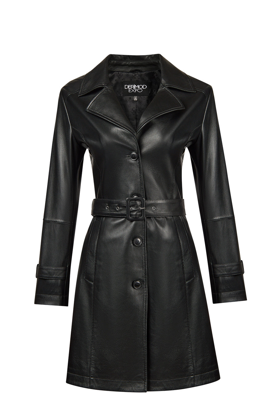 Lilian Woman Black Long Leather Coat 26SGE56421M | Derimod