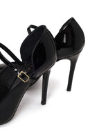 Woman Black Buckled High Thin-Heeled Patent Leather Leather Shoes | Derimod