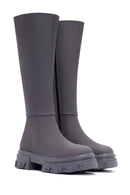 Women's Gray Zippered Thick Soled Boots | Derimod