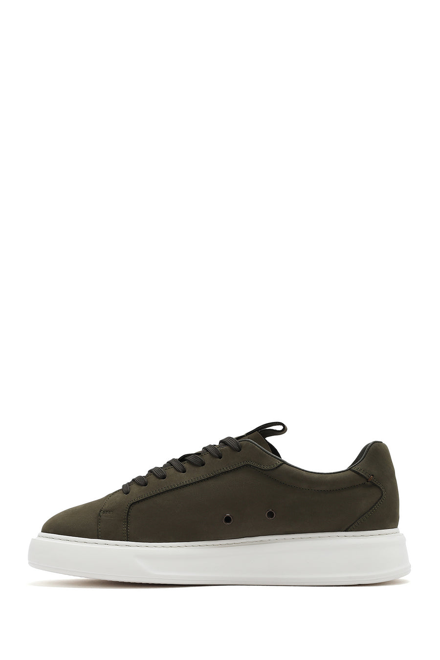 Erkek Haki Bağcıklı Nubuk Deri Sneaker