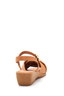 Women's Tan Leather Comfort Sandals | Derimod