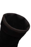 Woman Black Short Thin-Heeled Suede Short Boots | Derimod