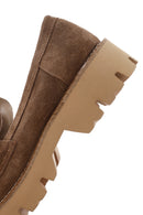 Women's Tan Suede Leather Buckle Masculine Loafer | Derimod