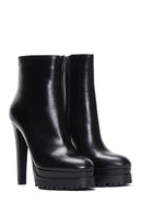 Women's Black Leather Plaftorm High Heeled Boots | Derimod