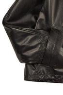 Miami Woman Black Oversize Short Leather Jacket | Derimod