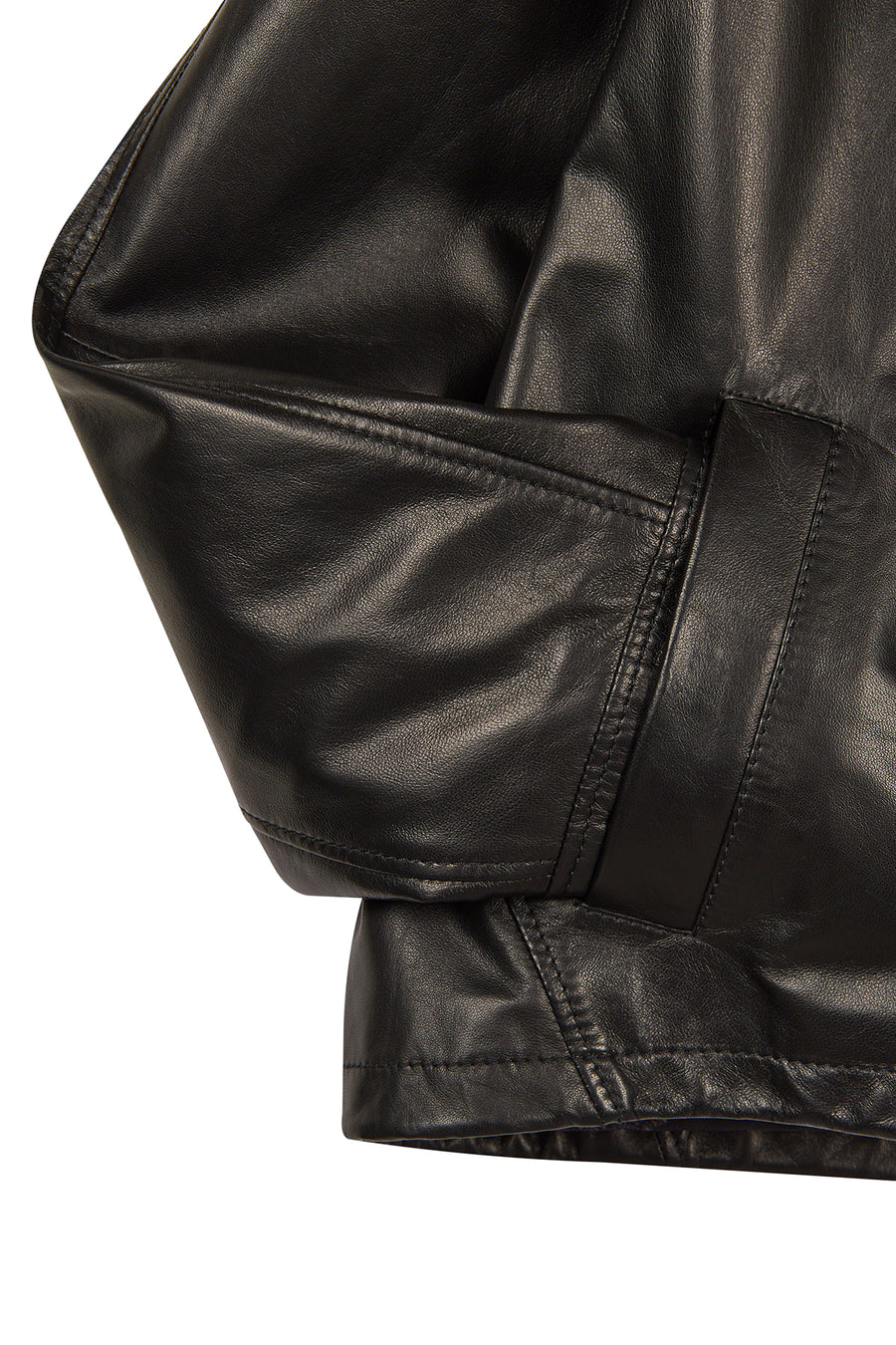 Miami Woman Black Oversize Short Leather Jacket