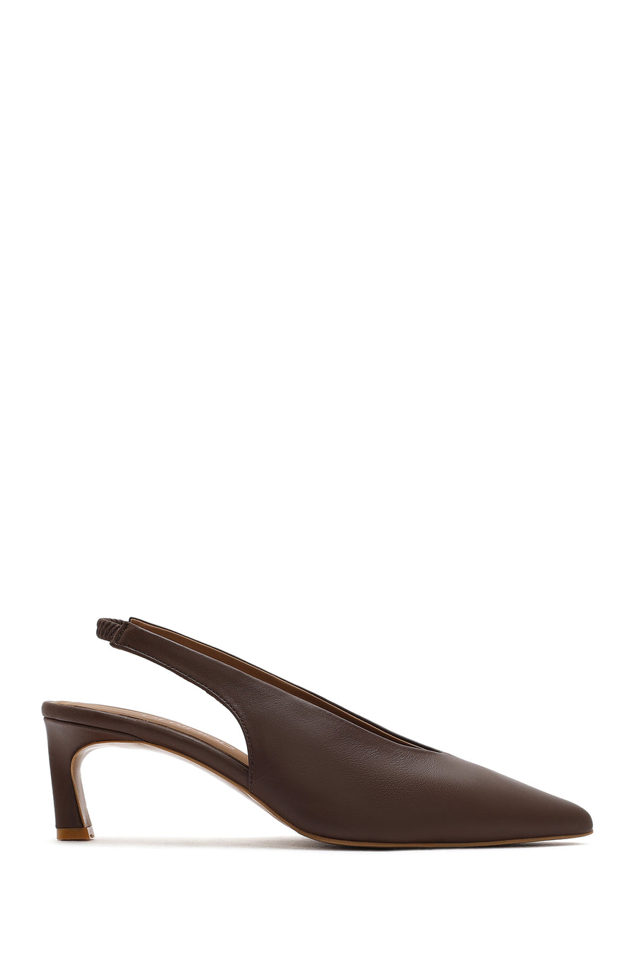 Women's Brown Slingback Elastic Low Heel Leather Shoes 26PFD130418 | Derimod
