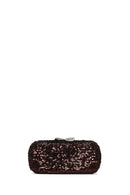 Woman Bronze Sequin Mini Box Evening Bag with Chain Strap | Derimod