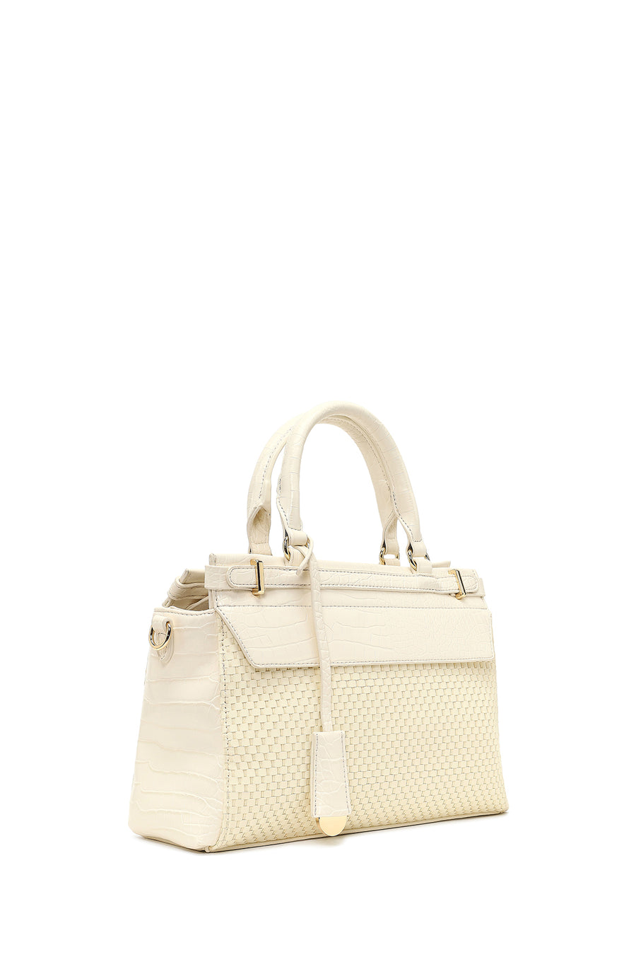 Women's Cream Long Strap Patterned Shoulder Bag