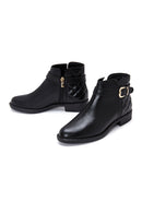 Women's Black Zippered Buckle Detailed Boots | Derimod