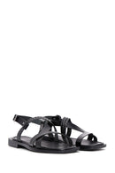 Women's Black Leather Sandals | Derimod