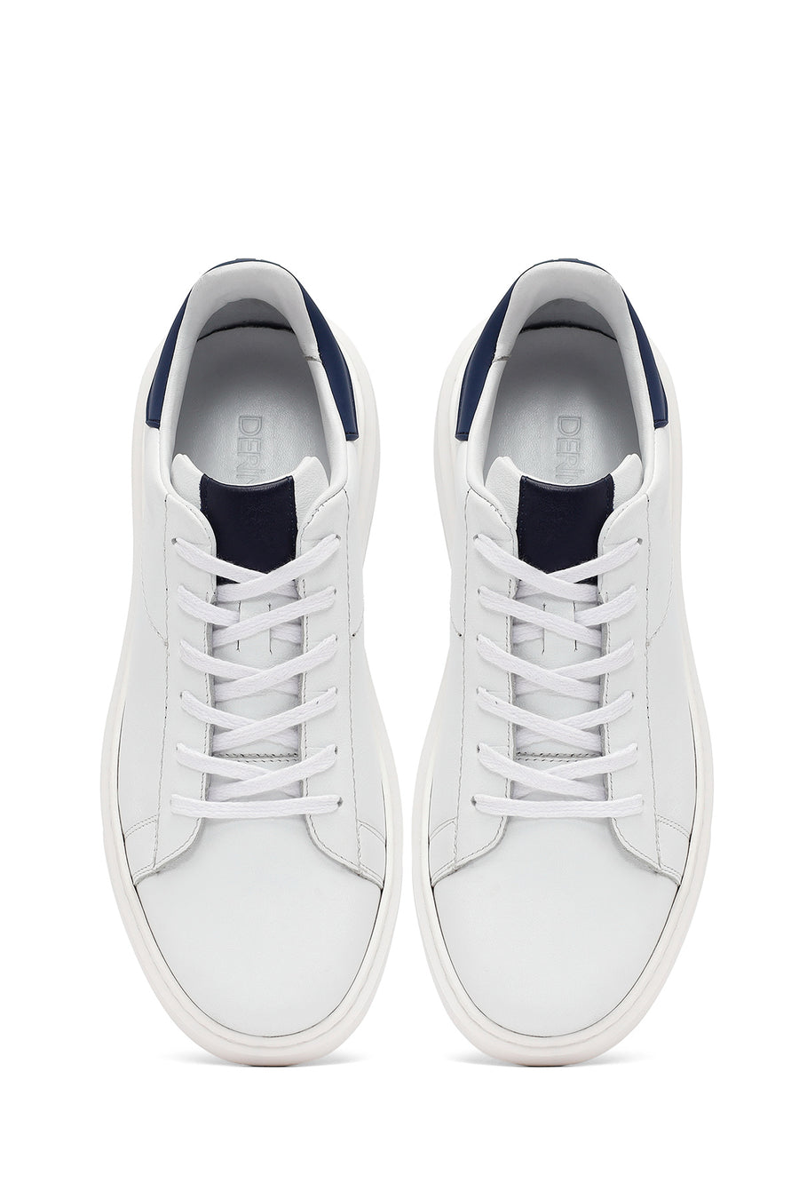 Erkek Beyaz Bağcıklı Kalın Tabanlı Deri Sneaker