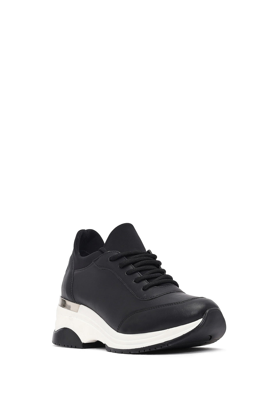 Kadın Siyah Bağcıklı Dolgu Topuklu Sneaker