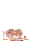 Women's Pink Transparent Heeled Slippers | Derimod