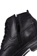 Men's Black Leather Zippered Classic Boots | Derimod