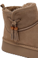 Woman Mink Thick-Soled Suede Teddy Boots | Derimod