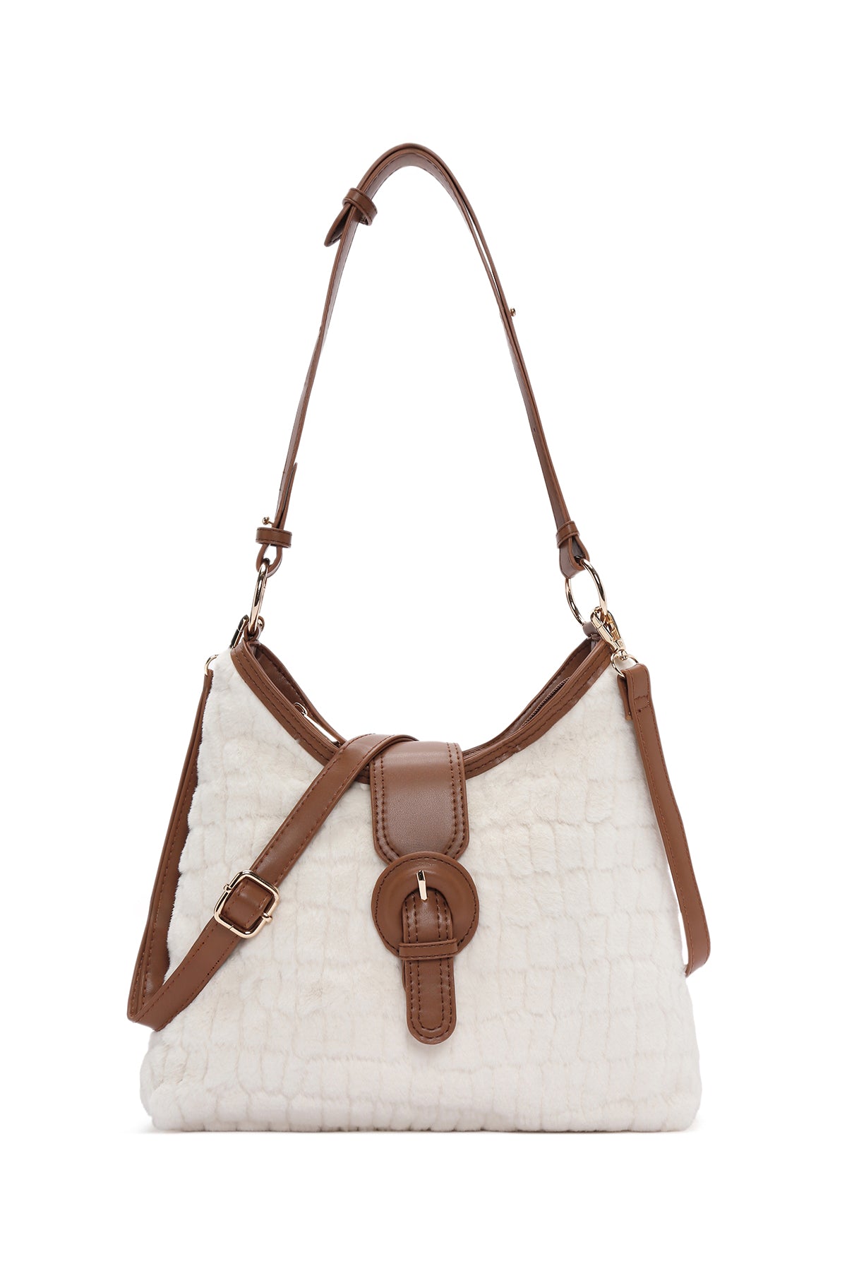 Women's Brown Long Strap Plush Handbag 23WBD2647PH | Derimod