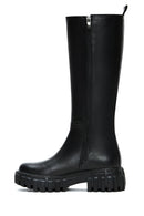 Women's Black Leather Thick Soled Boots | Derimod