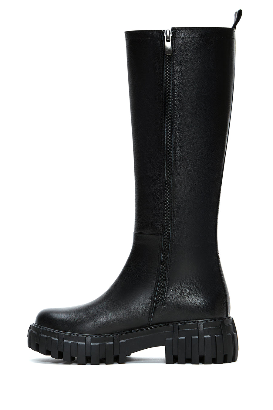 Women's Black Leather Thick Soled Boots