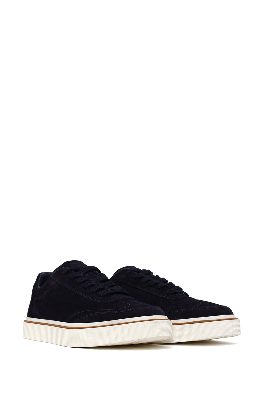 Male Navy Lace-up Suede Leather Sneaker