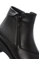 Women's Black Leather Zippered Comfort Boots | Derimod