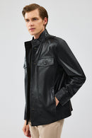 Alvarez Men's Black Leather Coat | Derimod