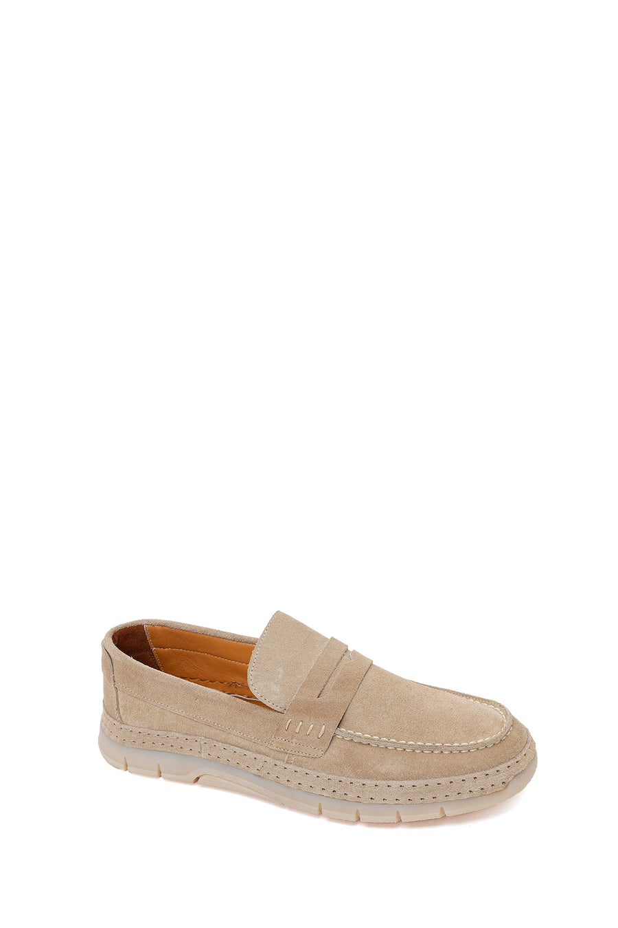 Men's Beige Chunky Suede Leather Loafers