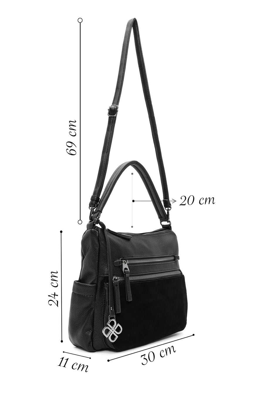 Women's Black Long Strap Shoulder Bag