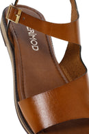 Women's Tan Leather Bodrum Sandals | Derimod