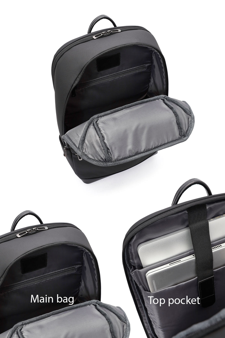 D-Pack Unisex Black Fabric Backpack