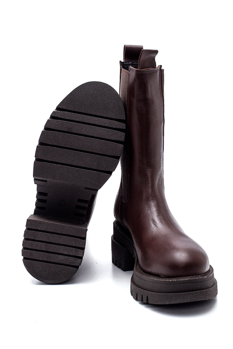 Women's Leather Long Chelsea Boots