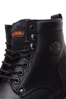 Harley Davidson Women's Black Leather Gibson Combat Boots | Derimod