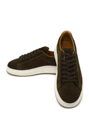 Male Khaki Lace-Up Thick-Soled Suede Leather Sneaker | Derimod