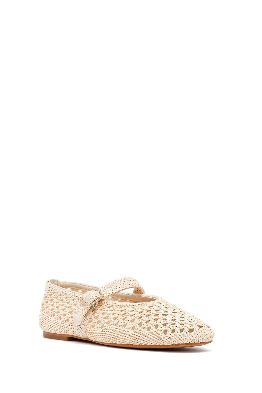 Women's Beige Straw Ballerinas