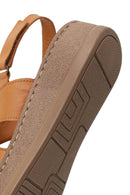 Woman Tan Strappy Thick-Soled Leather Comfort Sandal | Derimod