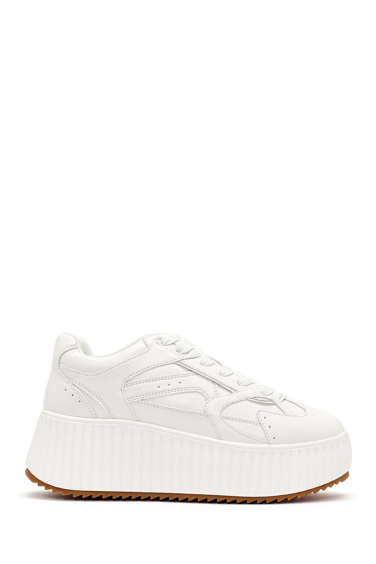 Kadın Beyaz Kalın Tabanlı Bağcıklı Sneaker AF520006SV | Derimod