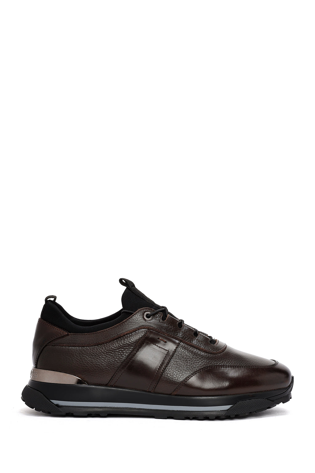 Erkek Kahverengi Bağcıklı Deri Casual Sneaker