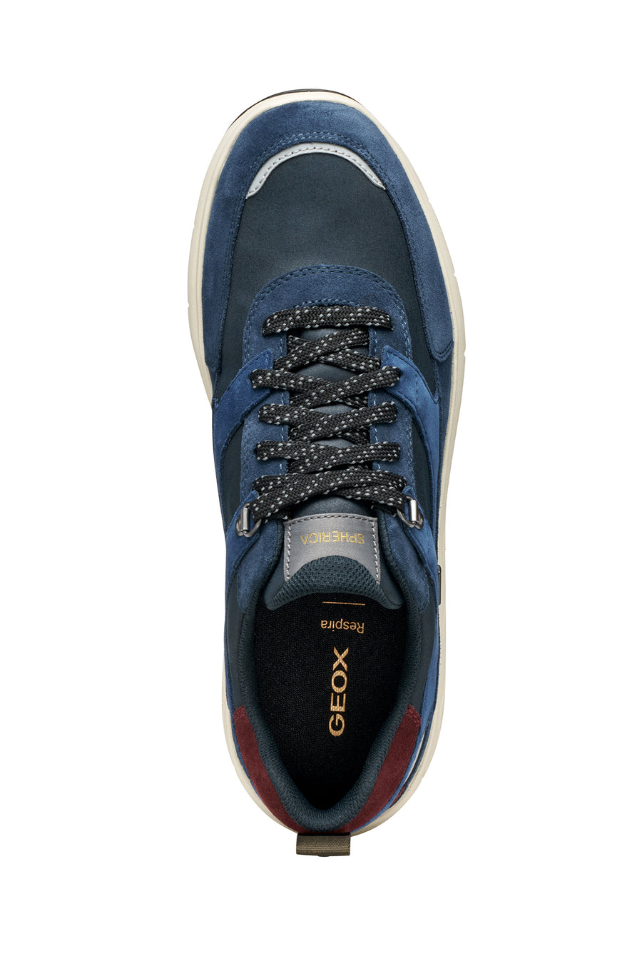 Geox Men Navy U Spherica 4X4 B Abx C - Suede Lace-Up Thick-Soled Fabric Sneaker