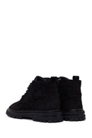 Male Black Zip Closure Thick-Soled Nubuck Leather Boots | Derimod