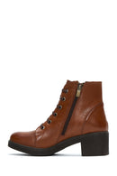 Women's Tan Leather Heeled Boots | Derimod