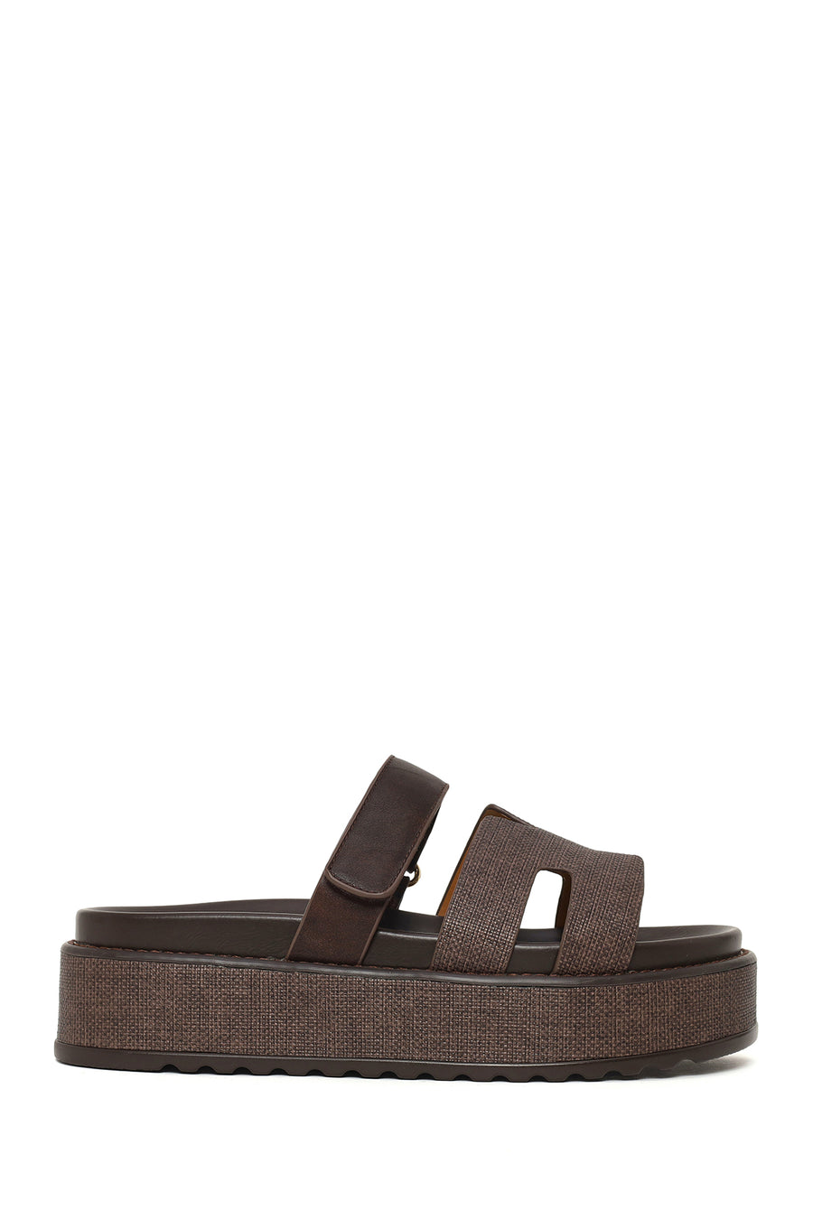 Woman Brown Strappy Thick-Soled Slipper 26SFE463114 | Derimod