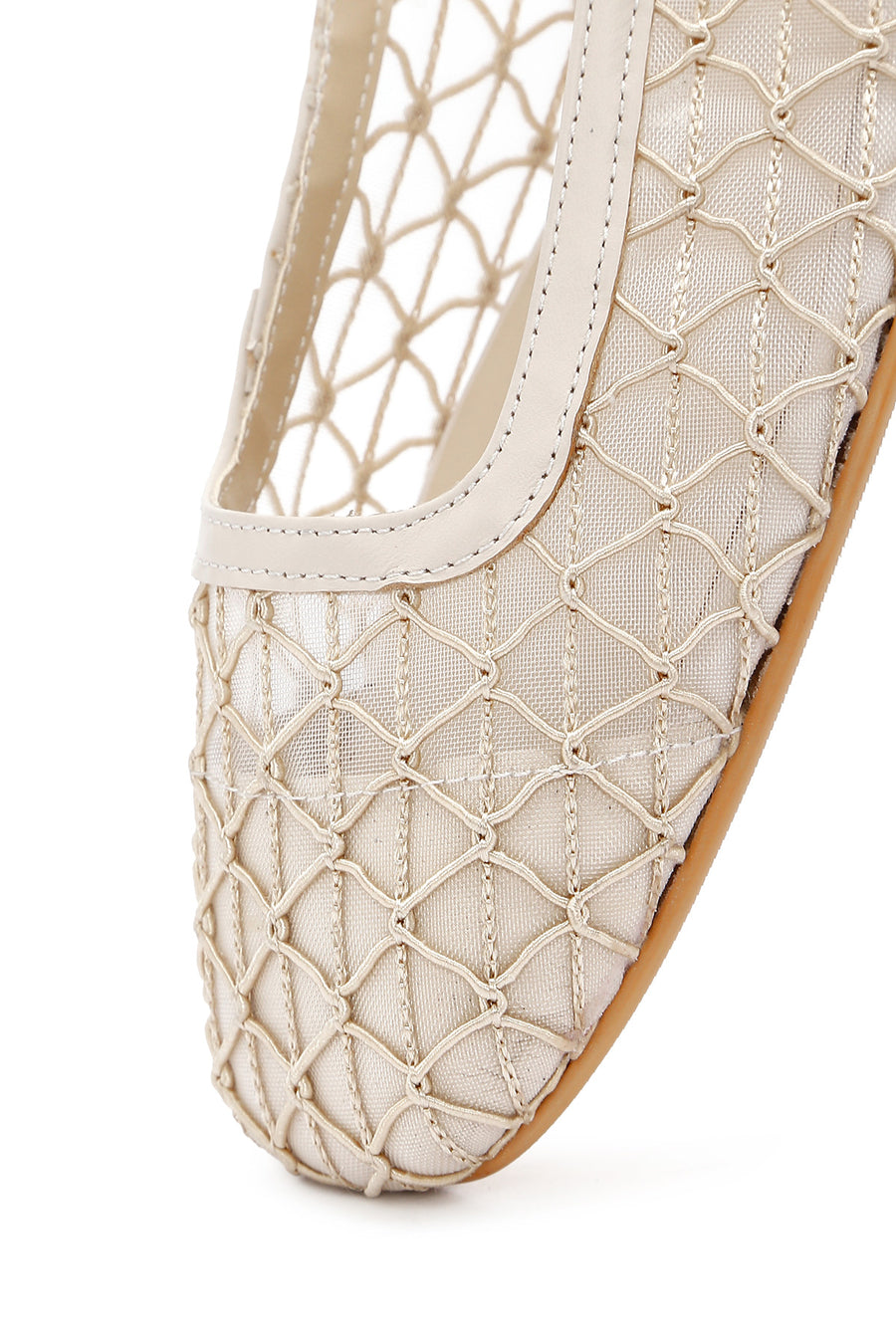 Women's Beige Open Back Patterned Ballerinas