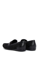 Men's Black Printed Leather Casual Loafer | Derimod