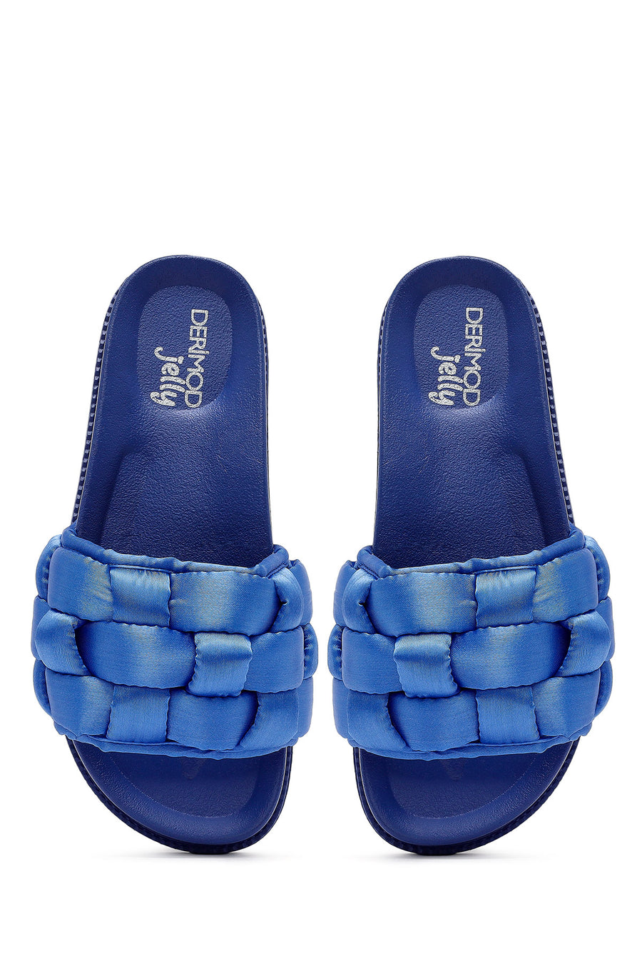 Women's Blue Knitted Detailed Jelly Slippers
