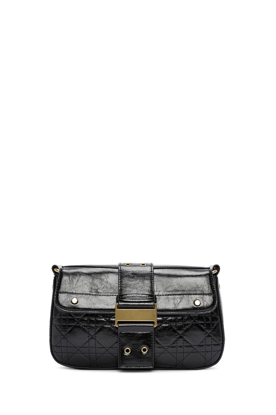 Women's Black Long Strap Buttoned Shoulder Bag