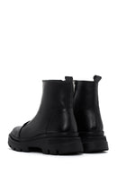 Women's Black Zippered Leather Boots | Derimod