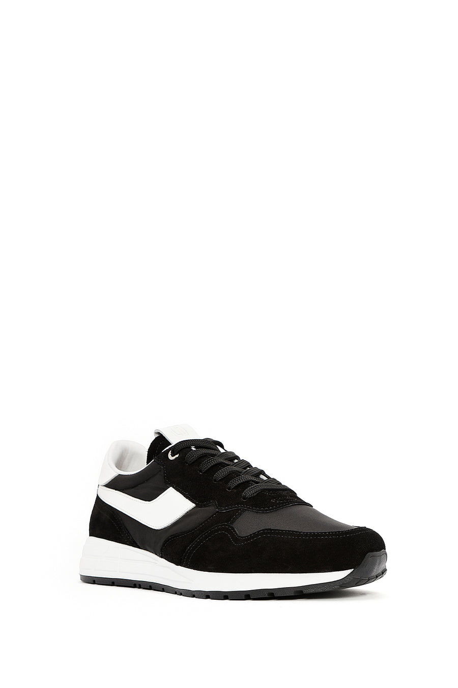 Erkek Siyah Bağcıklı Deri Sneaker